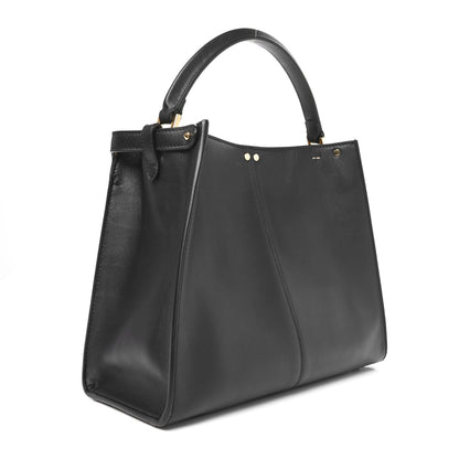 Fendi Vitello Seta Glazed Fabric FF 1974 Medium Peekaboo X-Lite Black Mogano Panna 3 of 9