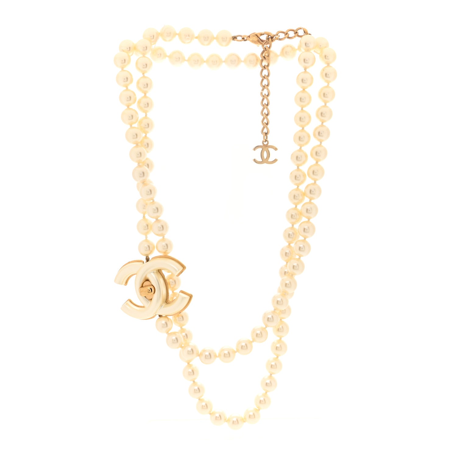 Chanel Pearl CC Turnlock Long Necklace Gold 3 of 5