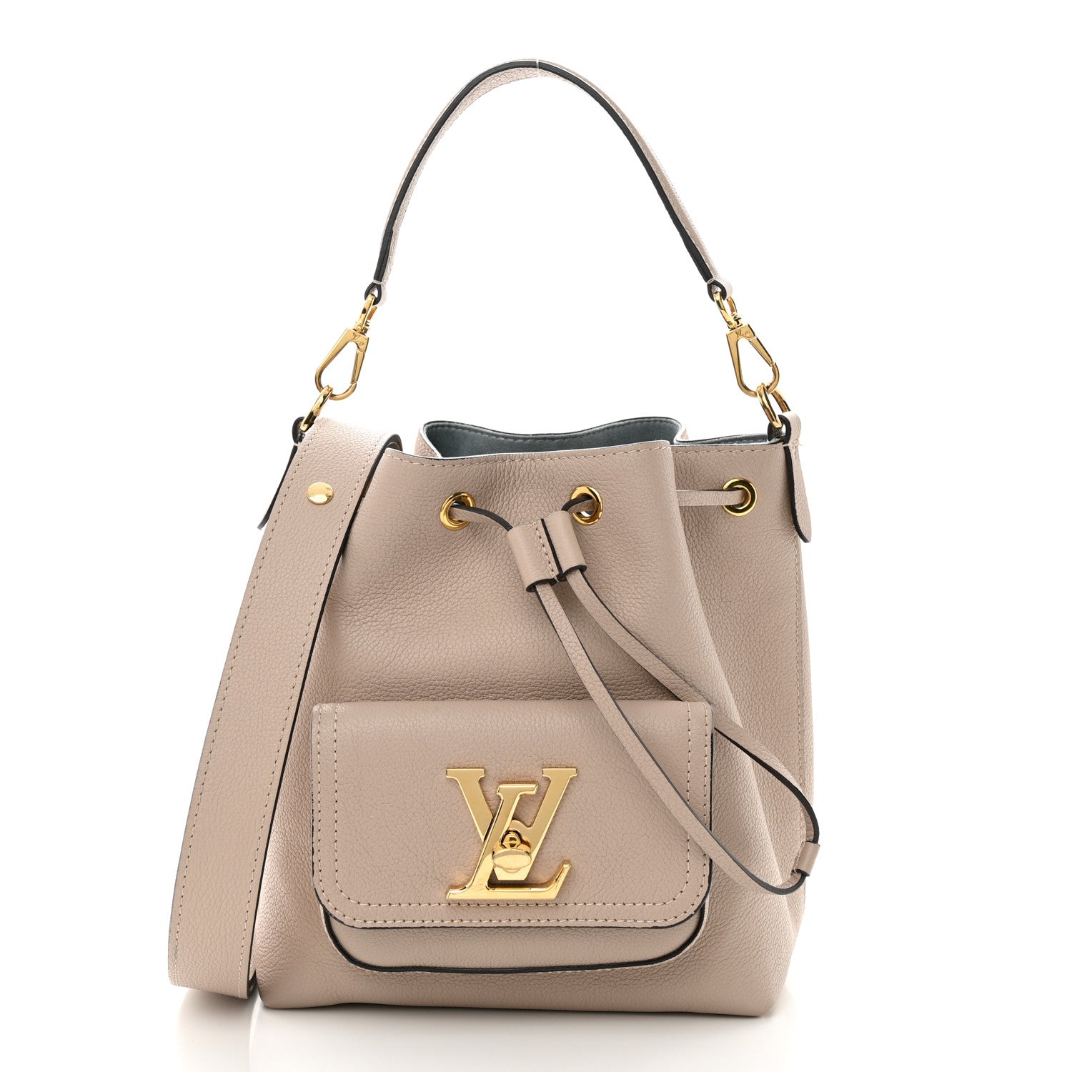 Louis Vuitton Calfskin Lockme Bucket MM Greige 1 of 10