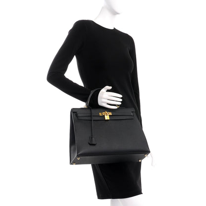 Hermes Epsom Kelly Sellier 35 Black 3 of 32