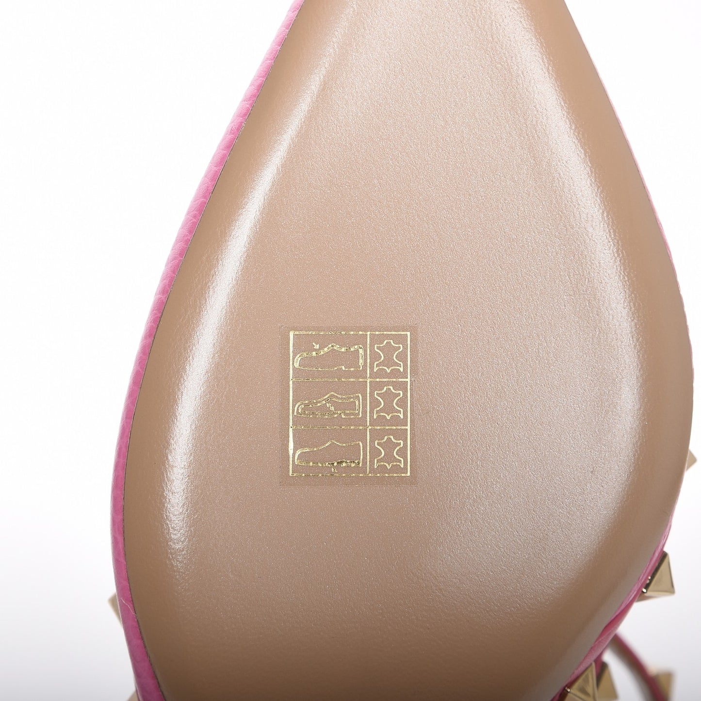 Pebbled Calfskin Rockstud Ankle Strap Pumps 40 Pink