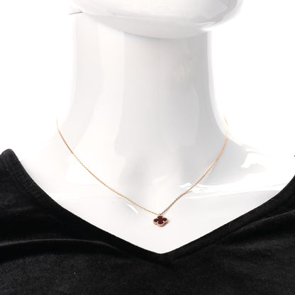 Van Cleef & Arpels 18K Rose Gold Carnelian Sweet Alhambra Pendant Necklace 2 of 7
