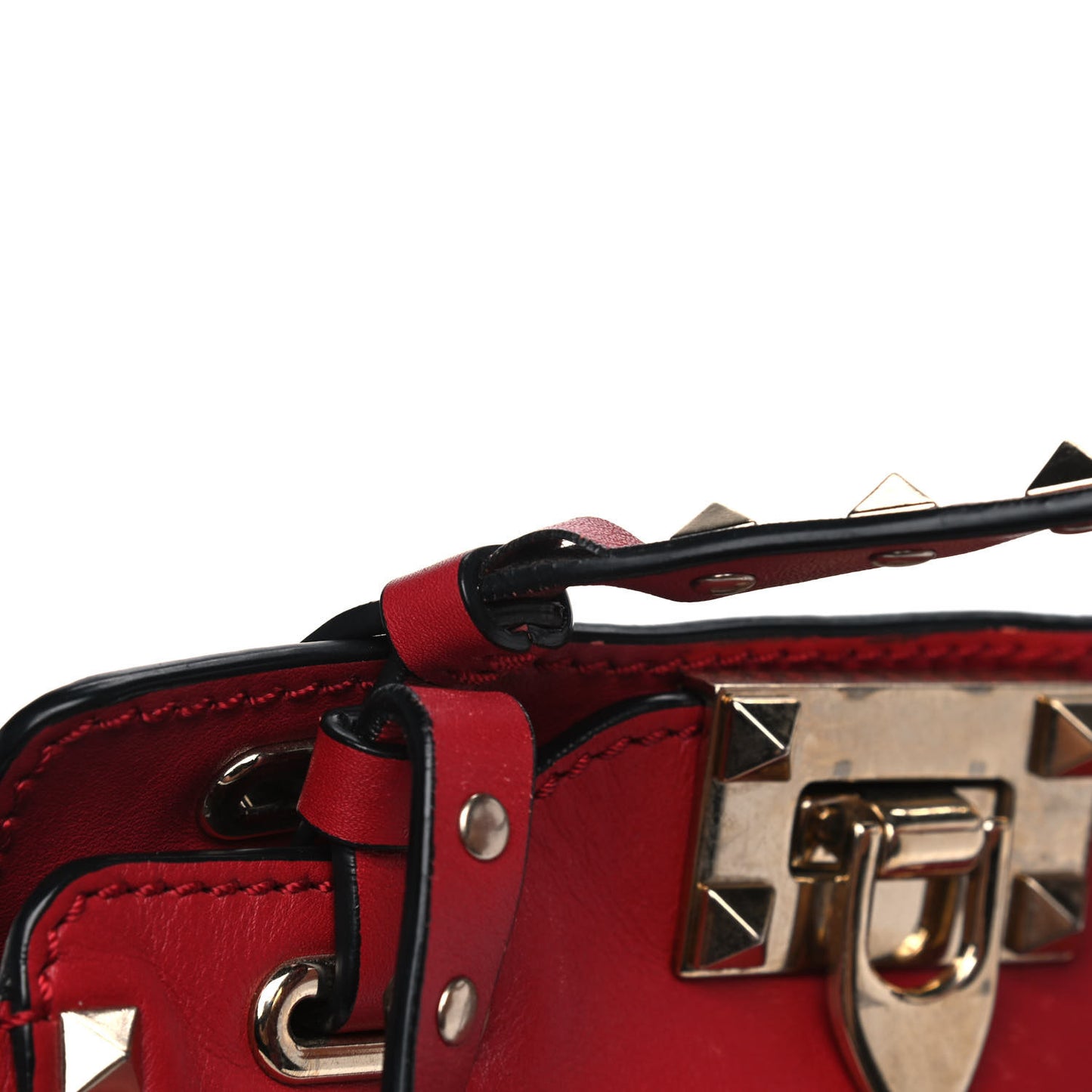 Vitello Mini Rockstud Tote Red