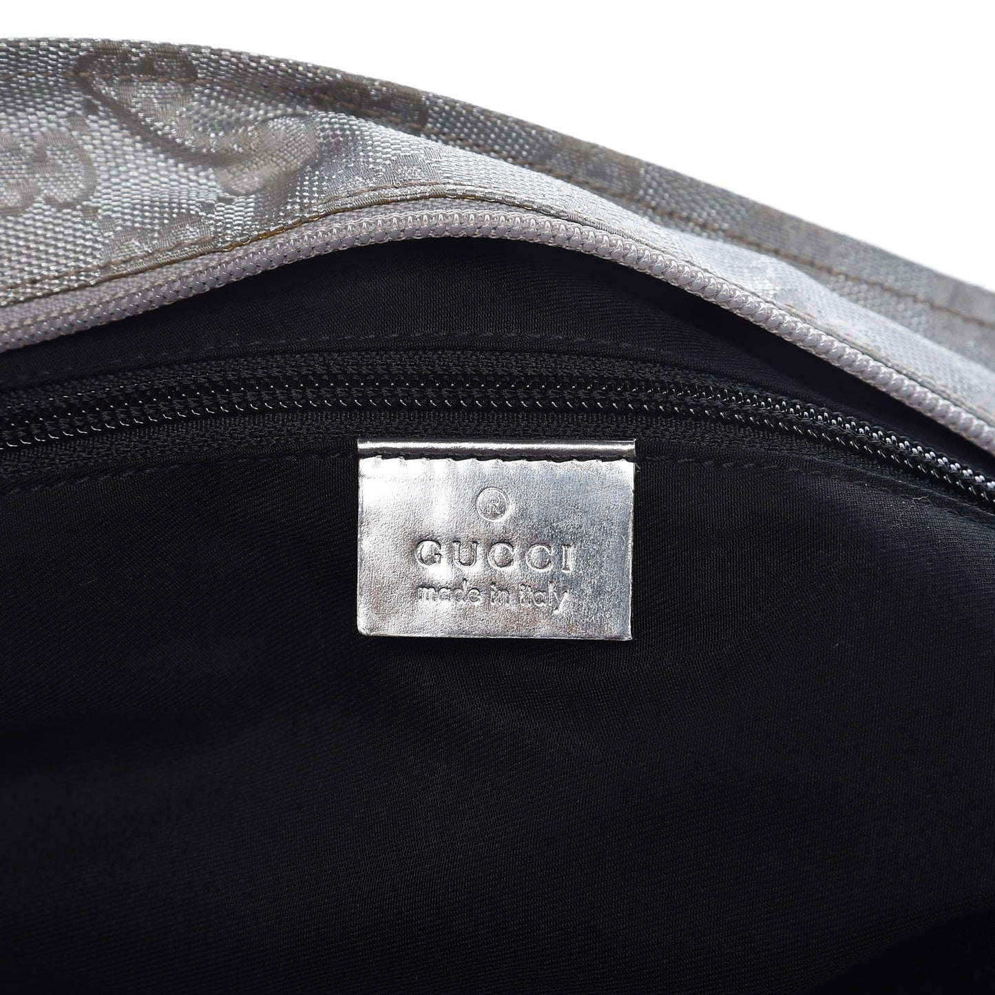 Metallic GG Monogram Medium Web Handle Bucket Tote Silver