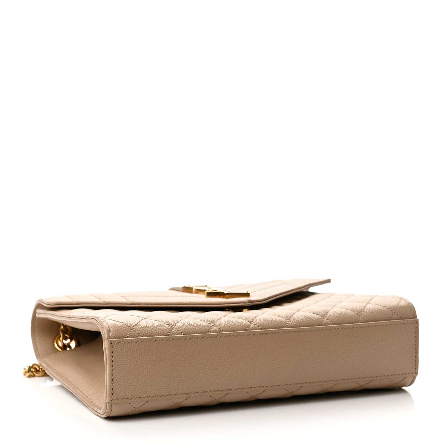 Grain De Poudre Textured Mixed Matelasse Medium Triquilt Monogram Satchel Dark Beige