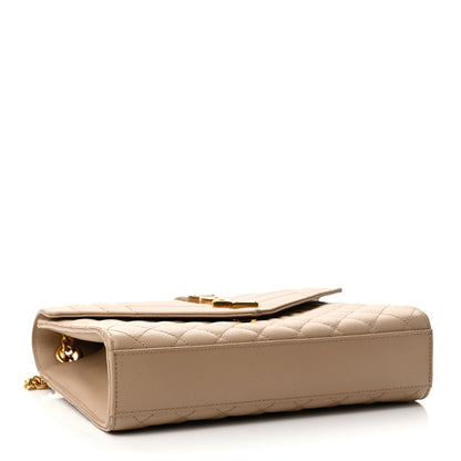 Saint Laurent Grain De Poudre Textured Mixed Matelasse Medium Triquilt Monogram Satchel Dark Beige 4 of 13