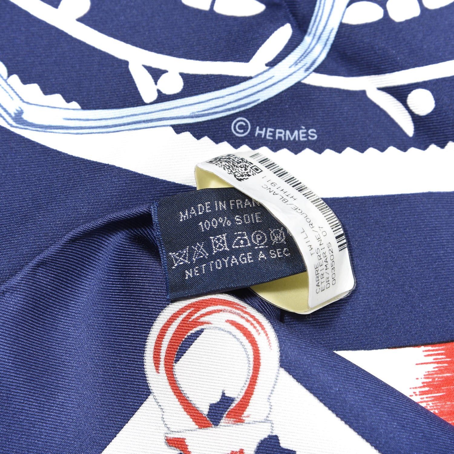 Hermes Silk Etriers Scarf 90 Marine Rouge White 4 of 6
