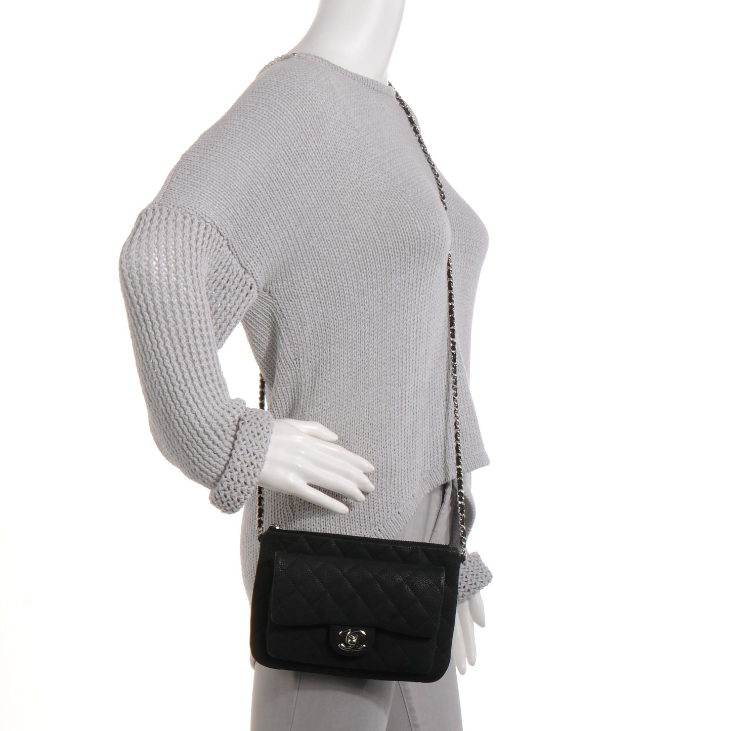 Iridescent Caviar Daily Zip Crossbody Black