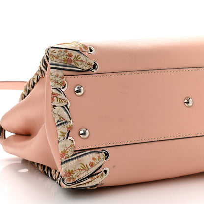 Fendi Vitello Seta Shiny Nappa Ribbon Lace Up Floral Medium Peekaboo Iconic Satchel Baby Pink Multicolor 9 of 12