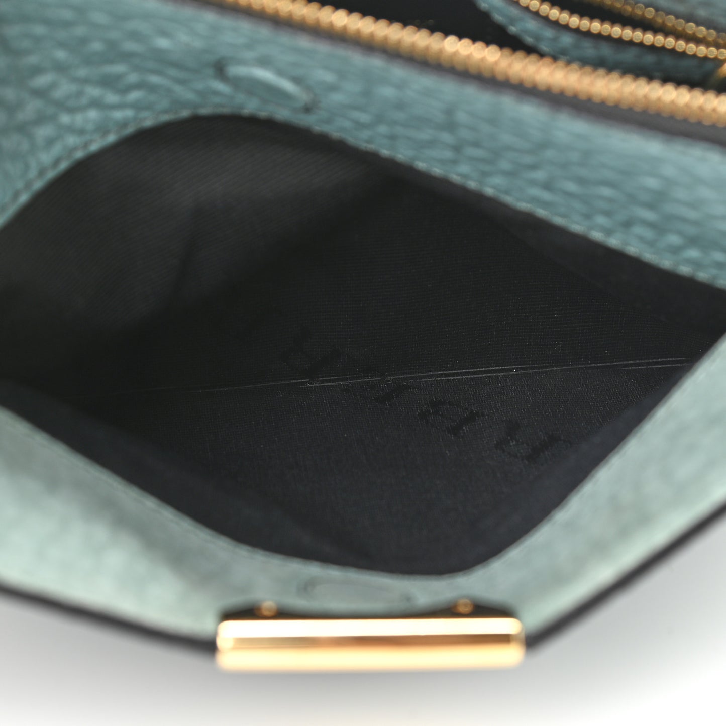 Signature Grain Calfskin Check Embossed Small Chichester Crossbody Clutch Bag Celadon Blue