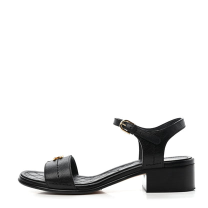 Chanel Calfskin CC Ankle Strap Sandals 38 Black 1 of 4