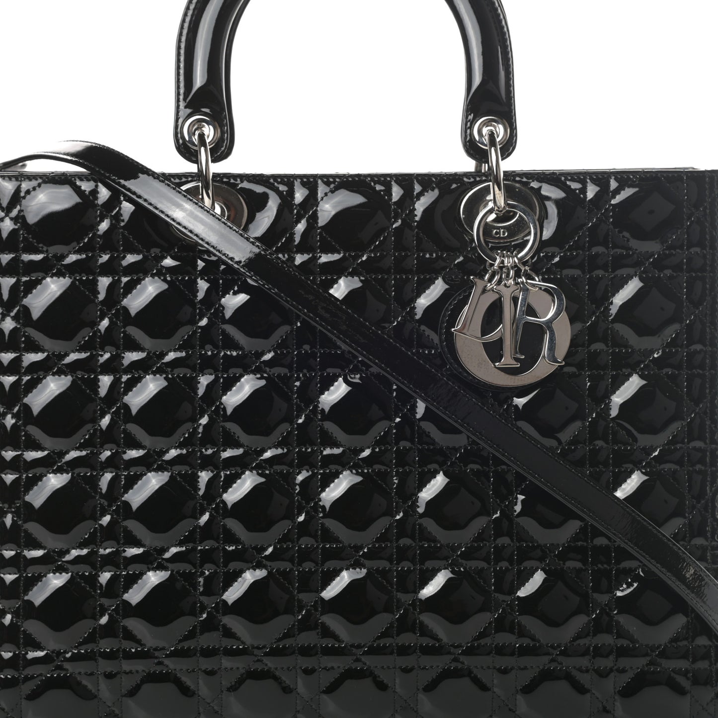 Patent Cannage Large Lady Dior Black