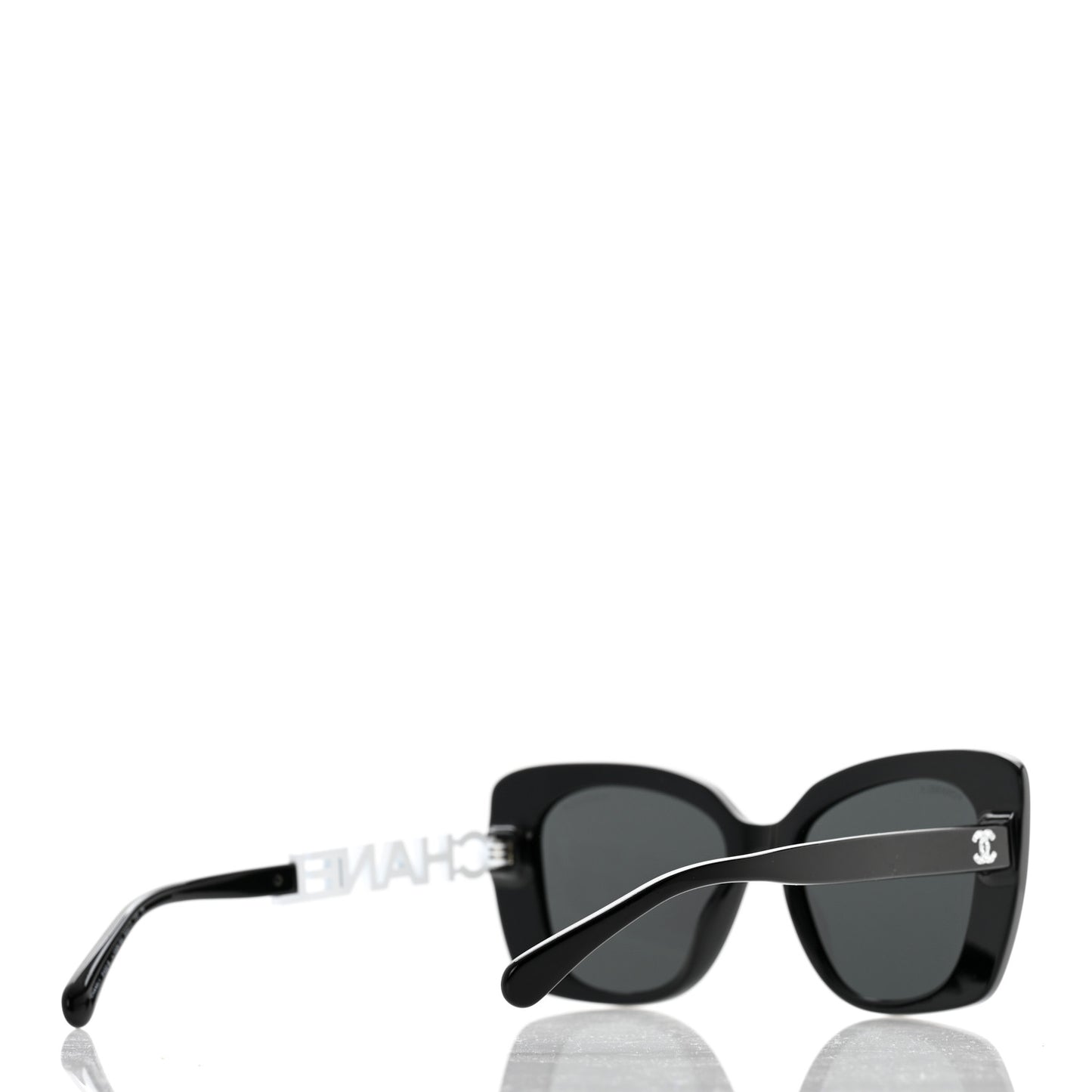 Acetate Strass Square Sunglasses 5422-B Black White