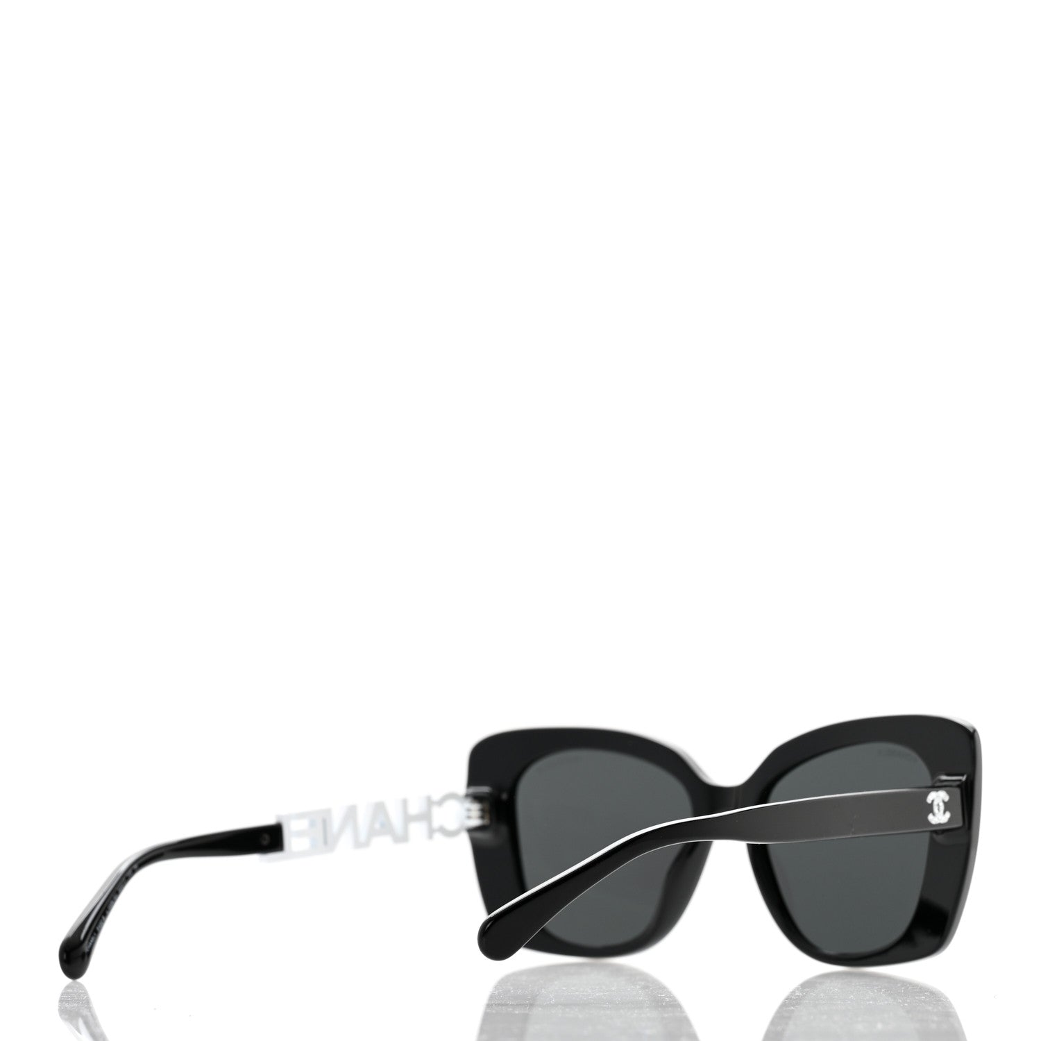 Chanel Acetate Strass Square Sunglasses 5422-B Black White 4 of 8