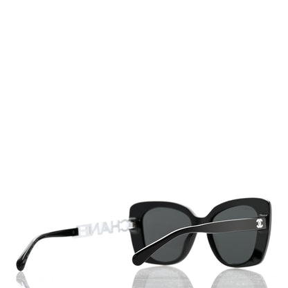 Chanel Acetate Strass Square Sunglasses 5422-B Black White 4 of 8