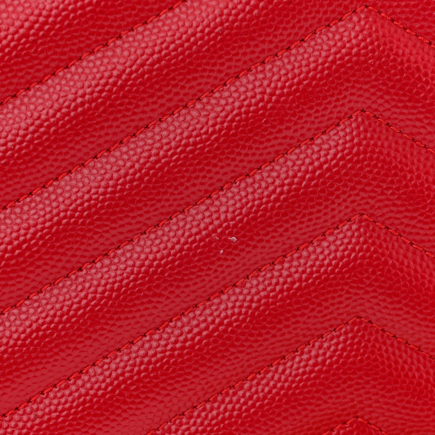 Saint Laurent Grain De Poudre Matelasse Chevron Monogram Chain Wallet New Red 10 of 10