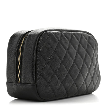 Chanel Caviar Quilted Medium Curvy Pouch Cosmetic Case Black 3 of 9