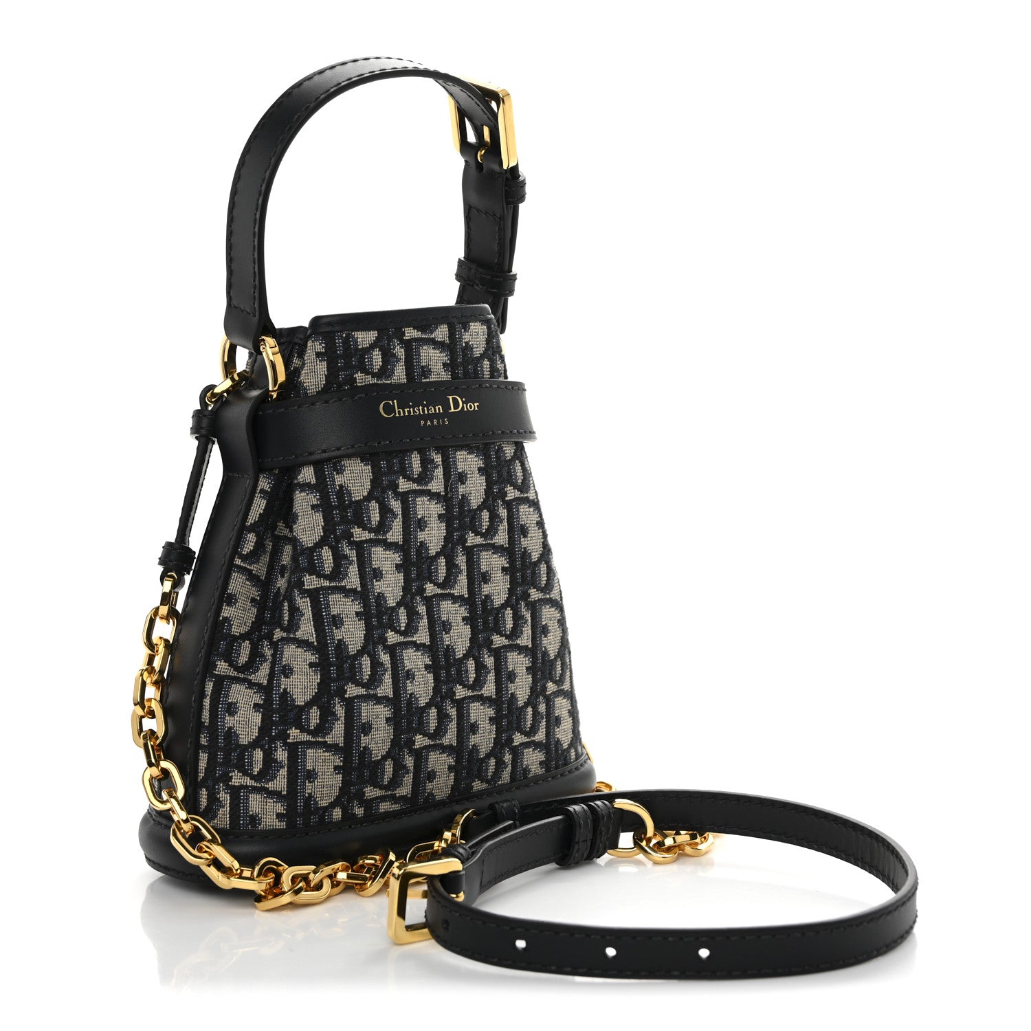 Christian Dior Oblique Calfskin Small C'est Dior Bucket Bag Blue 3 of 9