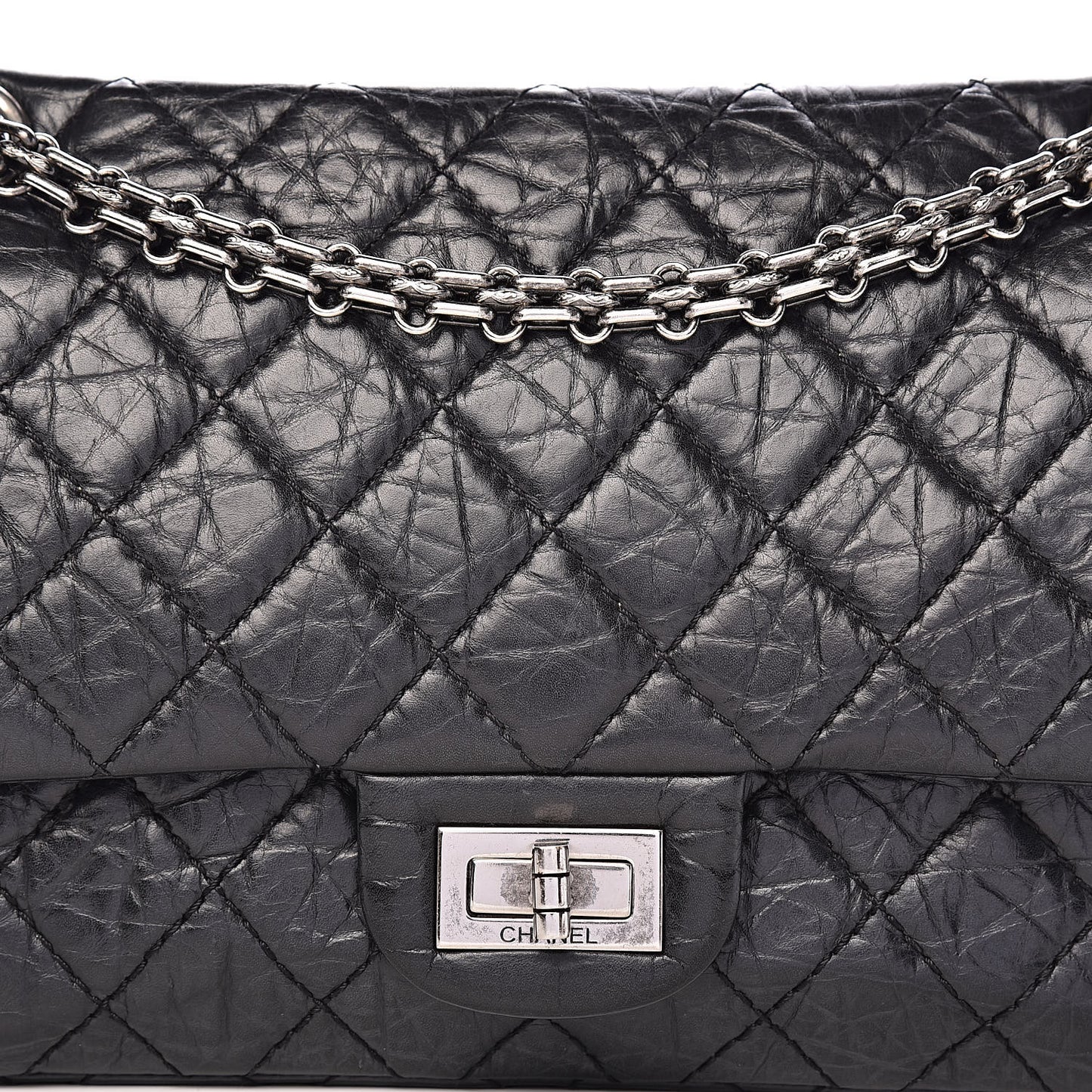 Aged Calfskin Quilted 2.55 Reissue 225 Flap Black