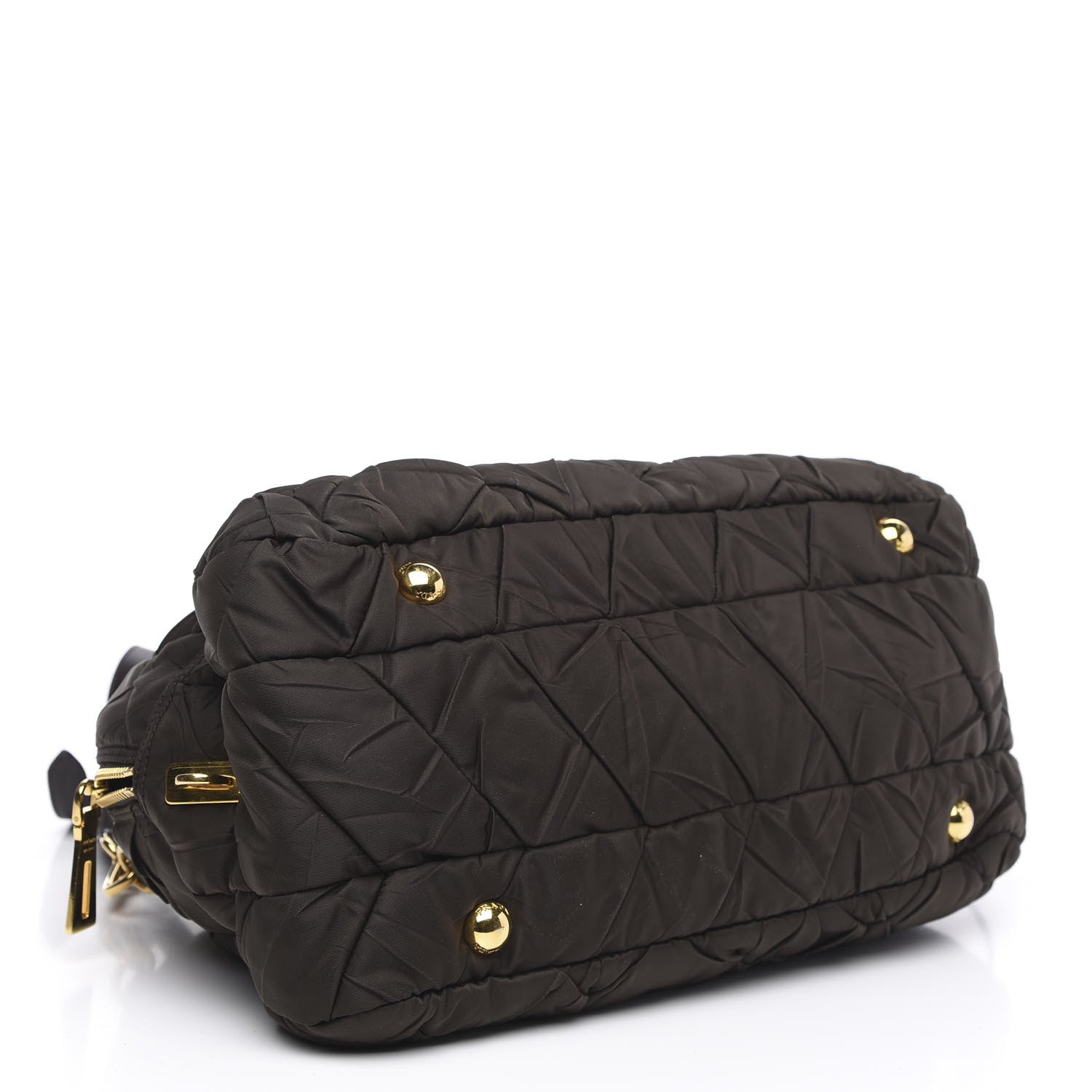 Prada Tessuto Nylon Chevron Quilted Dome Satchel Ebano 4 of 10