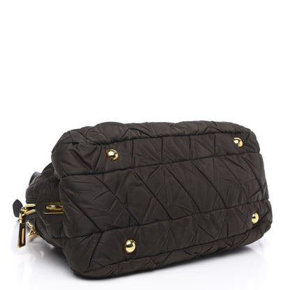 Prada Tessuto Nylon Chevron Quilted Dome Satchel Ebano 4 of 10