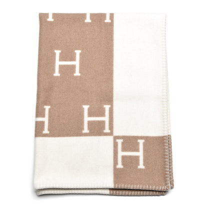 Hermes Wool Cashmere Avalon Baby Blanket Noisette Moyen White 1 of 5