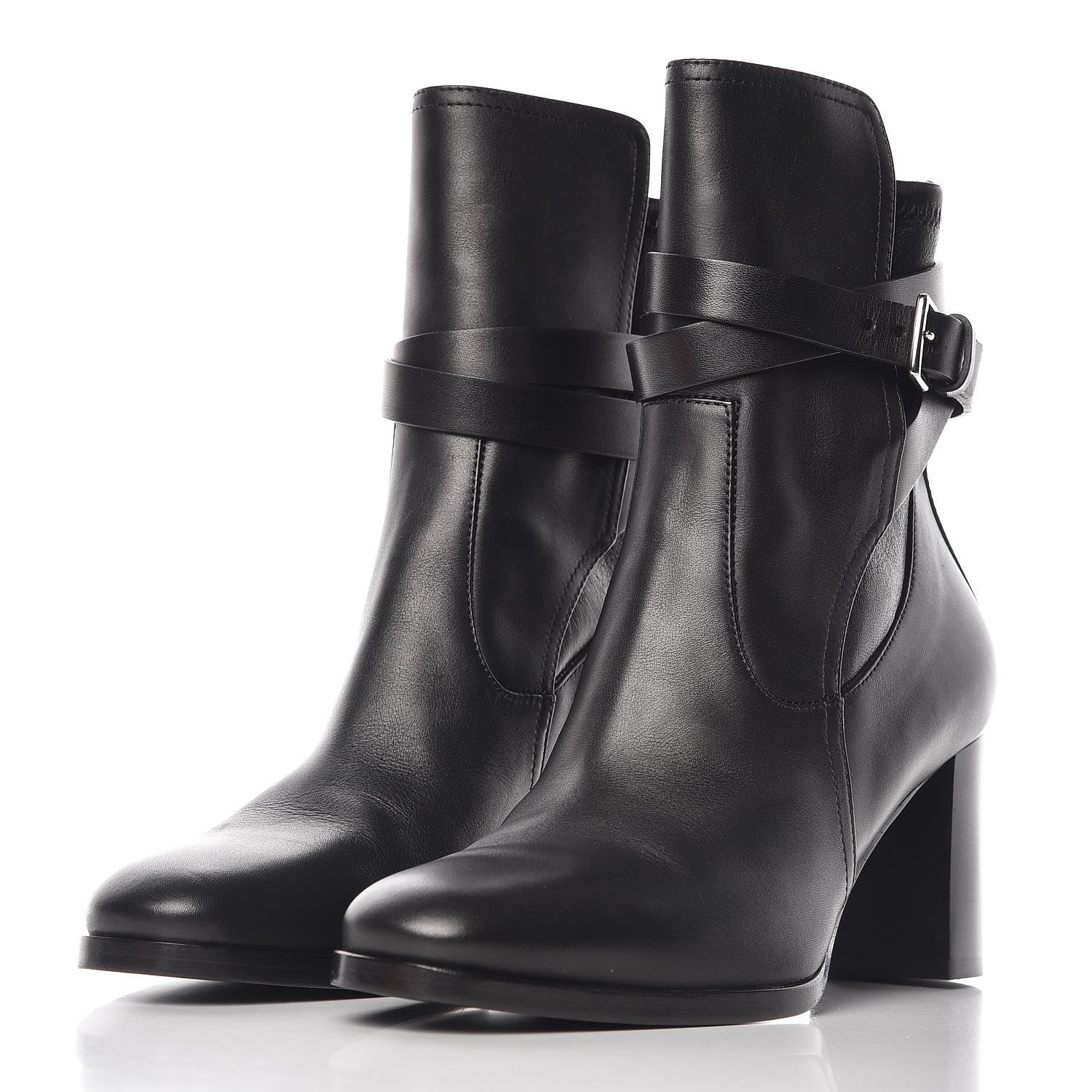 Hermes Calfskin Stretch Nappa Womens Songe 70 Low Boots 37 Black 3 of 8