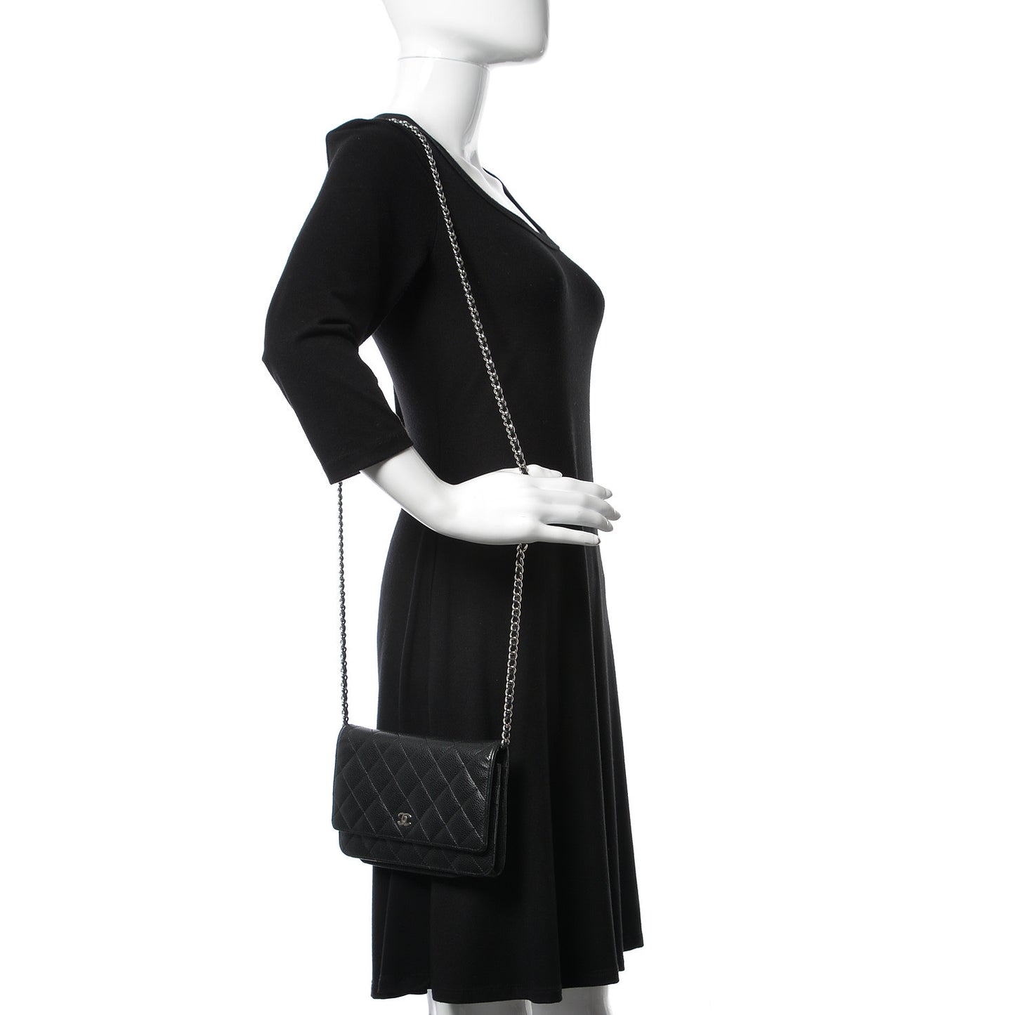 Caviar Quilted Wallet On Chain WOC Black