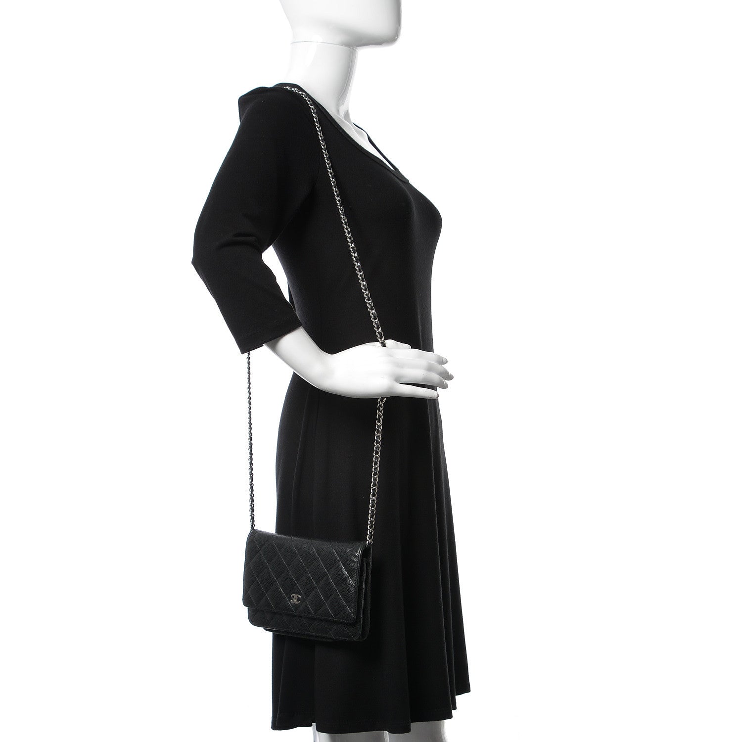 Chanel Caviar Quilted Wallet On Chain WOC Black 2 of 11