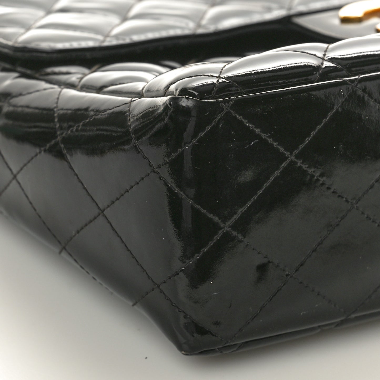 Patent Quilted XL Jumbo Single Flap Black