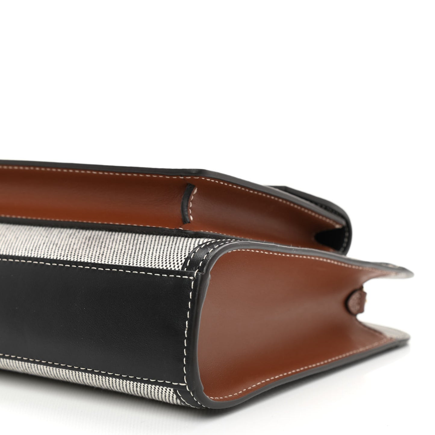 Canvas Smooth Calfskin Two Tone Mini Pocket Bag Black Tan