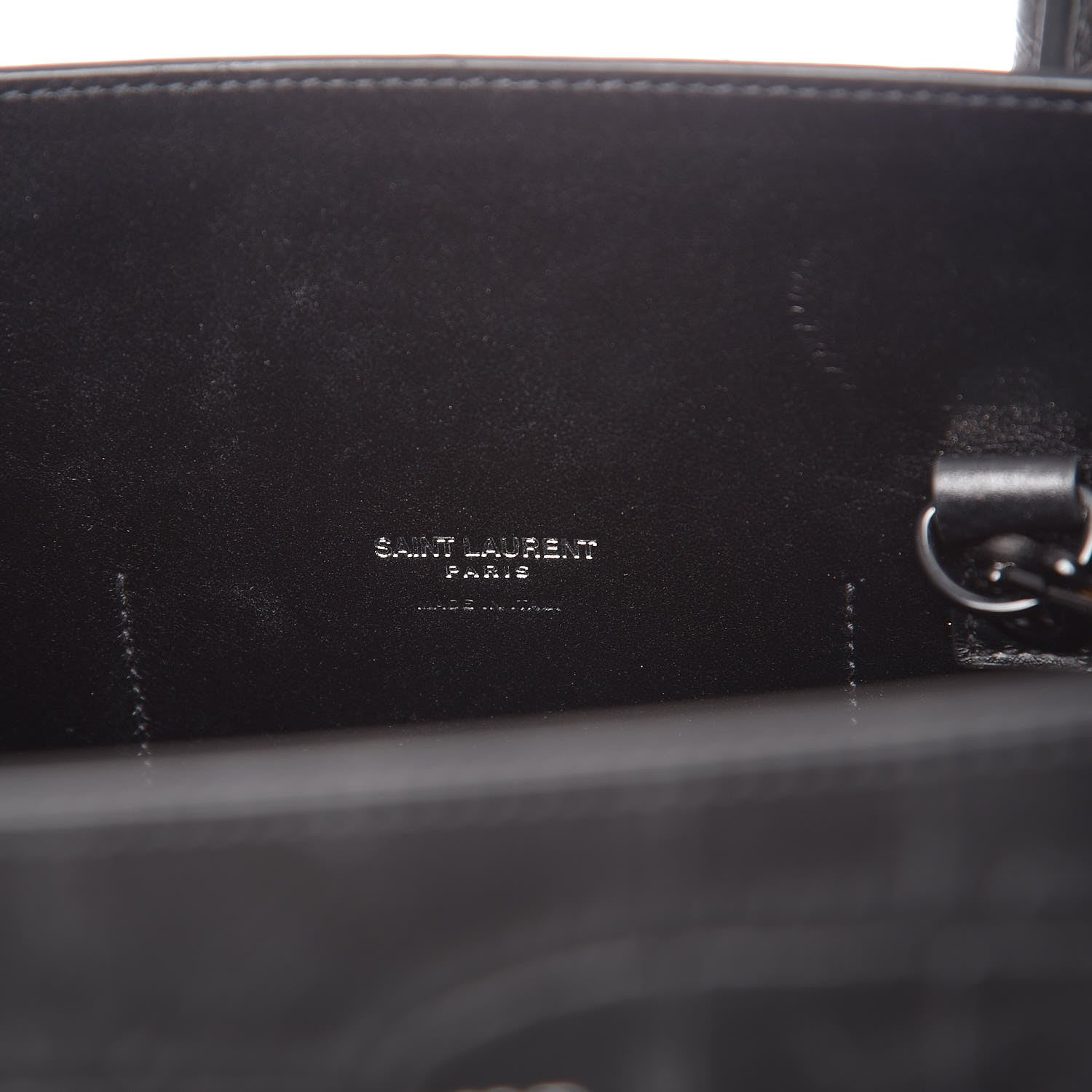 Saint Laurent Calfskin Crocodile Embossed Large Sac De Jour Carryall Black 6 of 11