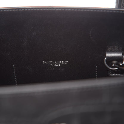 Saint Laurent Calfskin Crocodile Embossed Large Sac De Jour Carryall Black 6 of 11