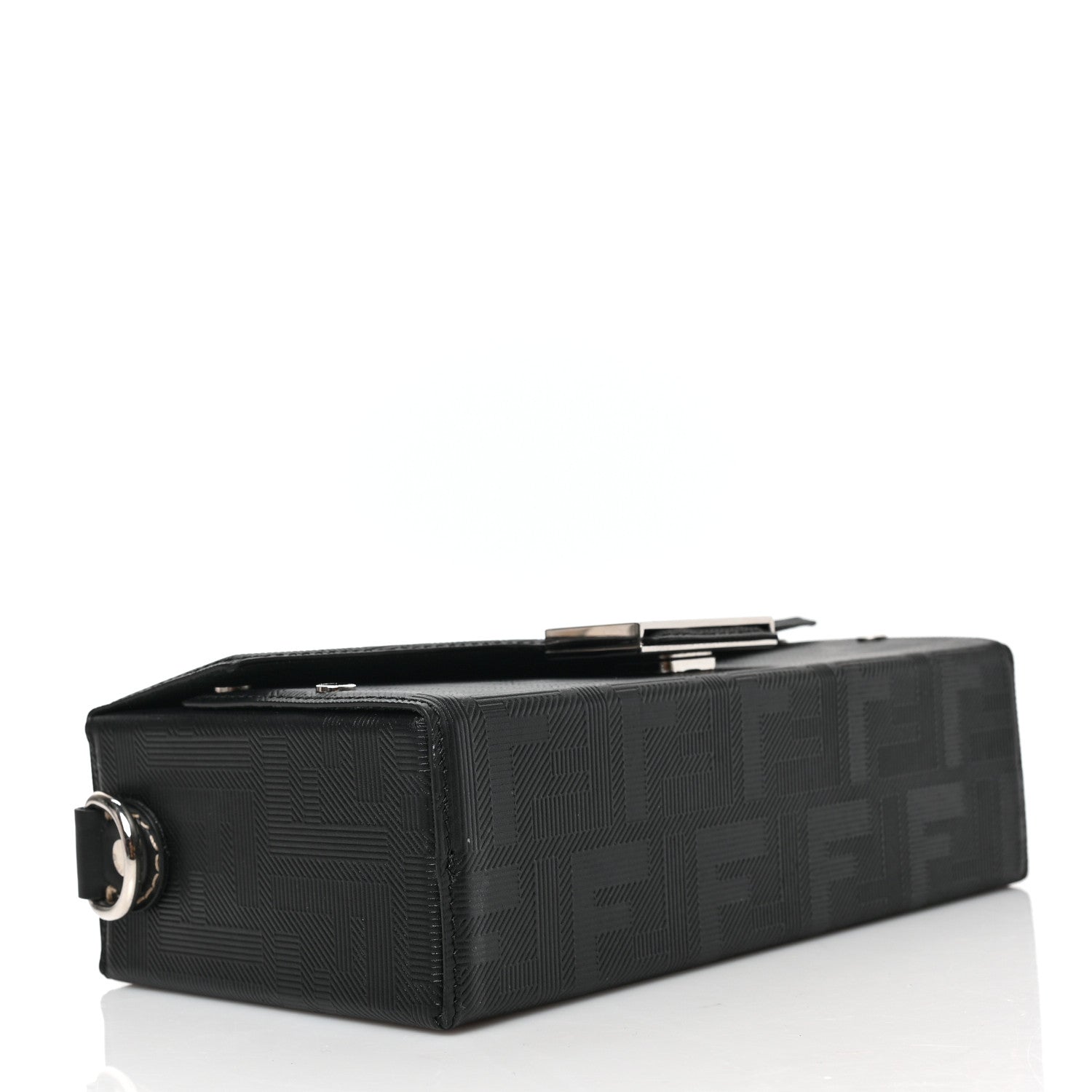 Fendi Vitello King FF Lines Embossed Baguette Soft Trunk Black 7 of 17