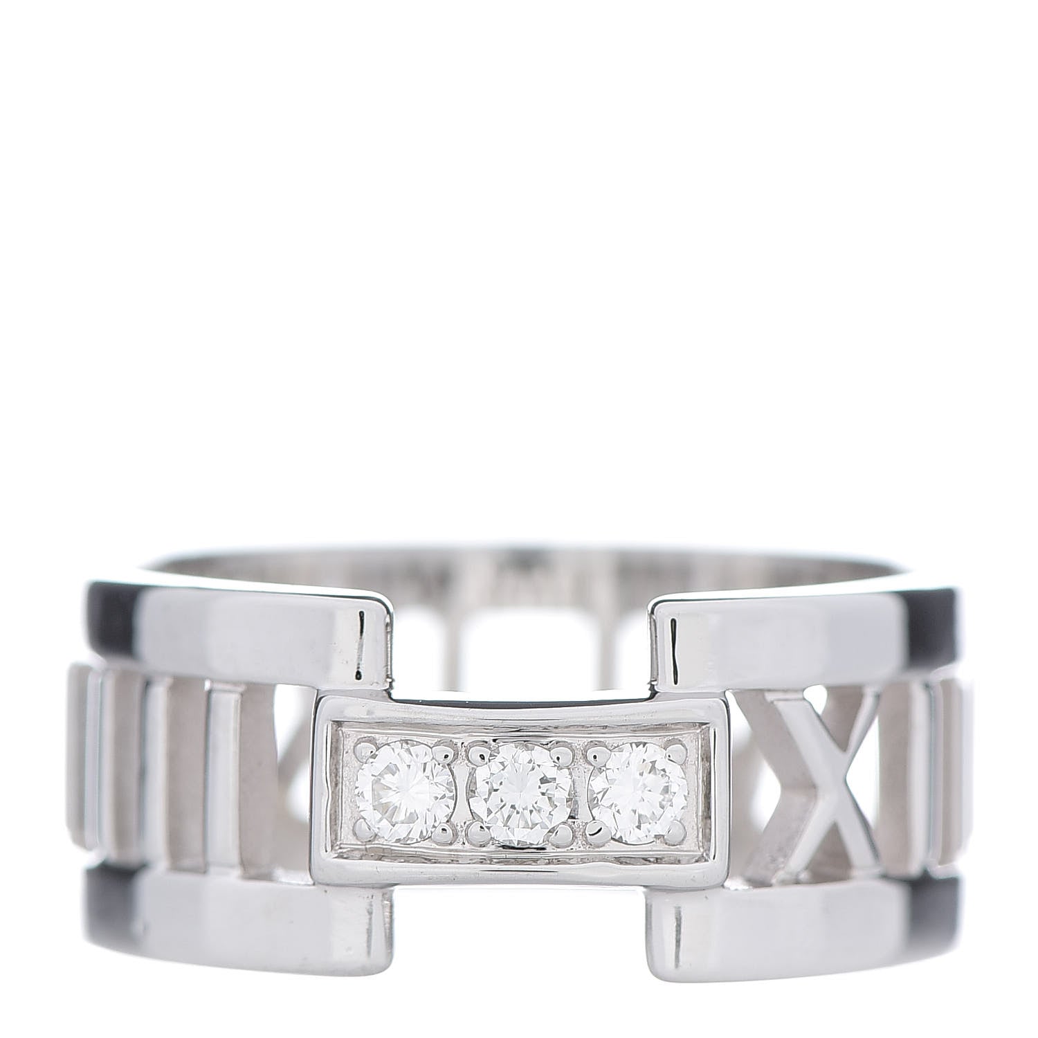 Tiffany 18K White Gold Diamond Open Atlas Ring 55 7.25 1 of 6