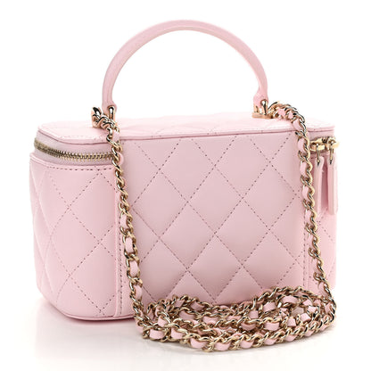 Chanel Lambskin Quilted Small Top Handle Vanity Case With Chain Light Pink 3 of 12