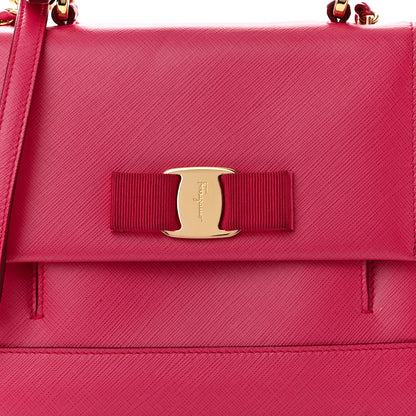 Salvatore Ferragamo Saffiano Carrie Shoulder Bag Pink 7 of 12