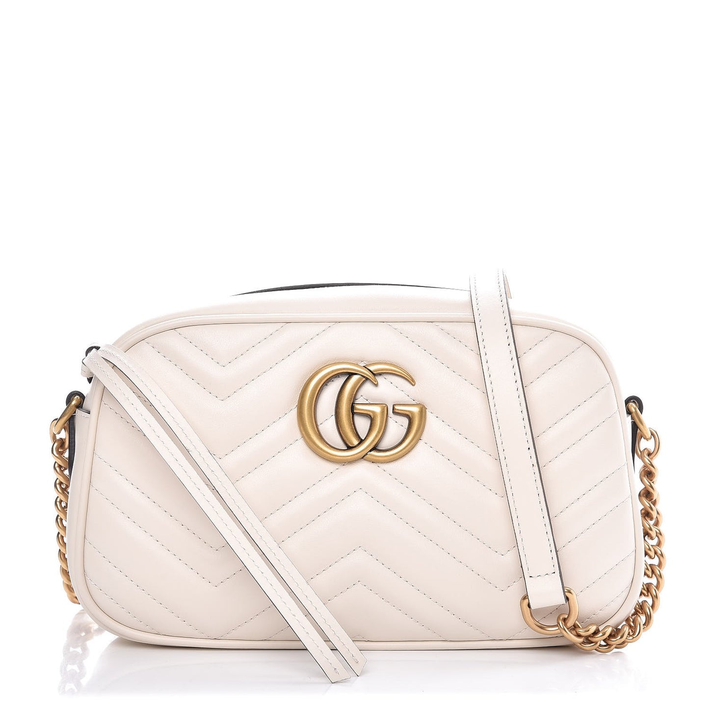 Calfskin Matelasse Small GG Marmont Chain Shoulder Bag White