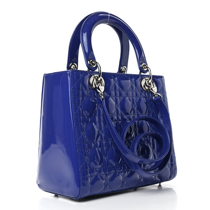 Christian Dior Patent Cannage Medium Lady Dior Blue 2 of 4