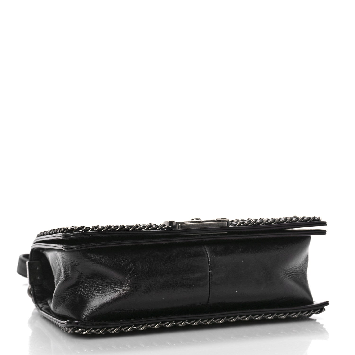 Chanel Glazed Calfskin Quilted Medium Boy Chained Flap Black 4 of 11