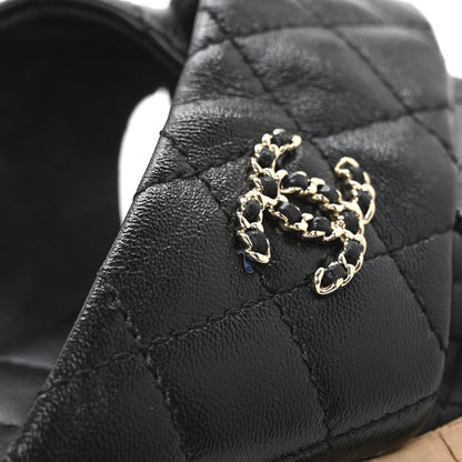 Chanel Lambskin Quilted Chain CC Sandals 39 Black 10 of 10