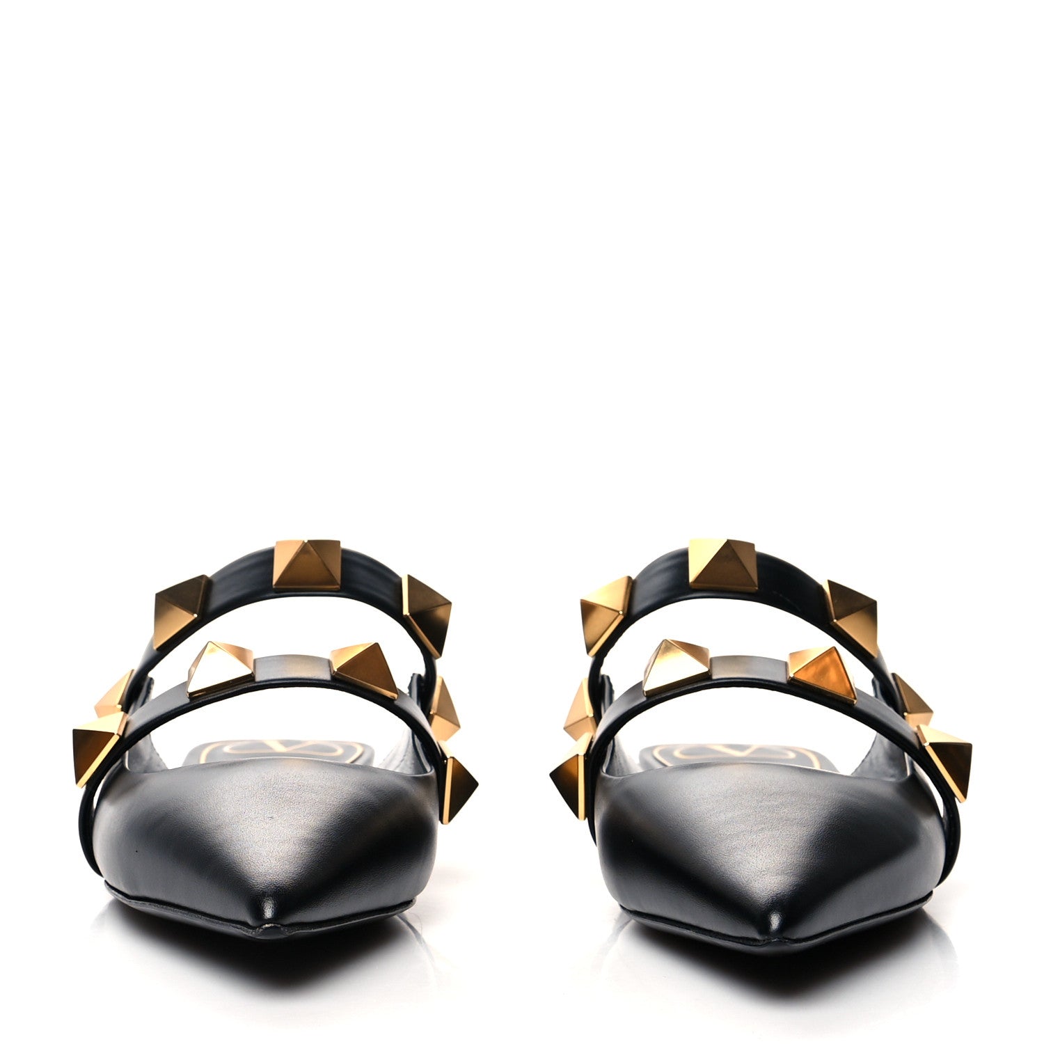 Valentino Garavani Calfskin Roman Stud Flat Mules 39 Black 2 of 7