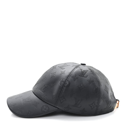 Louis Vuitton Calfskin Monogram Shadow Baseball Cap 60 Black 4 of 8