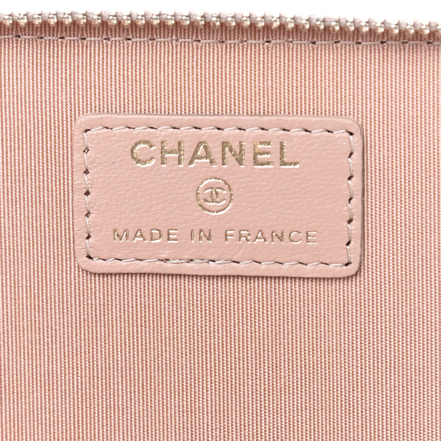 Lambskin Quilted Small Top Handle Vanity Case With Chain Beige