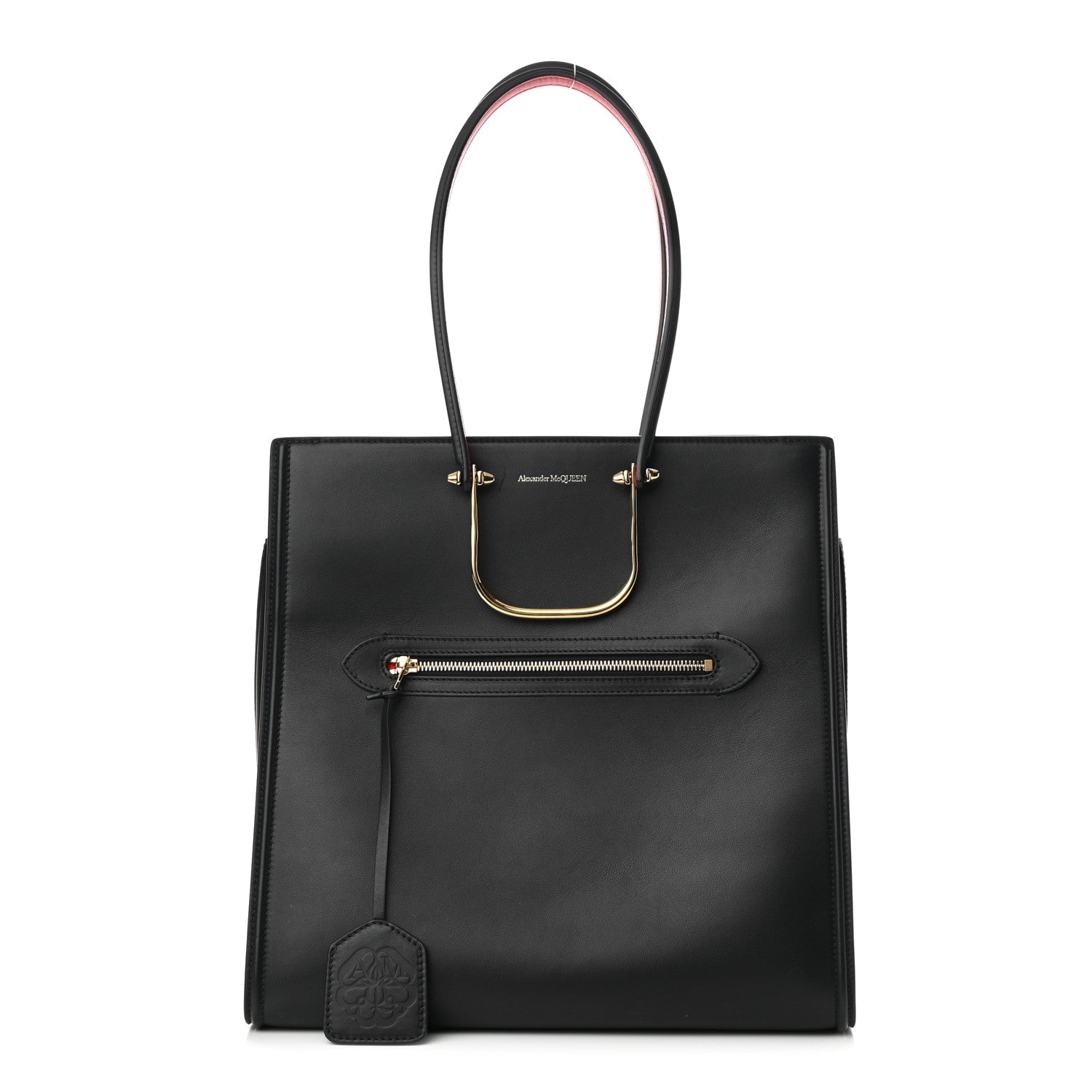 Alexander McQueen Calfskin The Tall Story Shoulder Bag Black Red 1 of 9