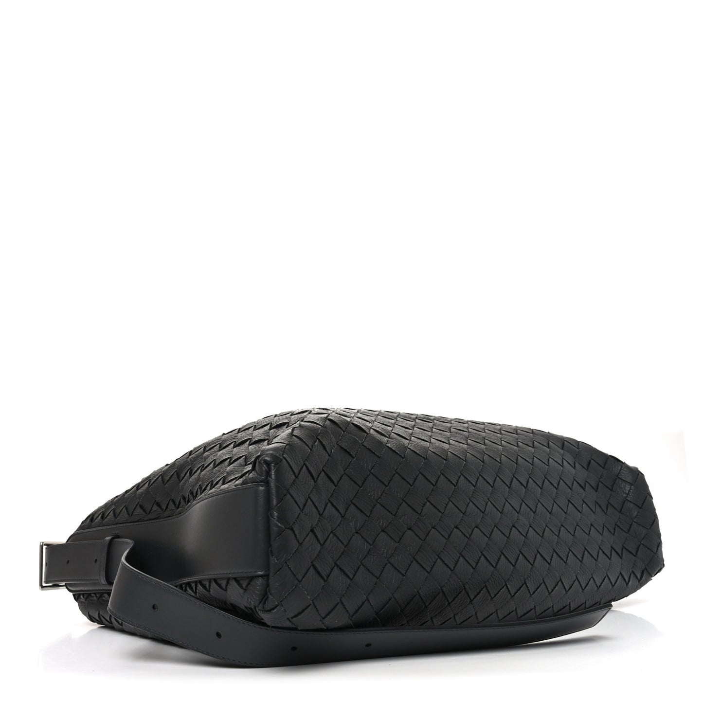 Deerskin Intrecciato Medium Traveler Hobo Black