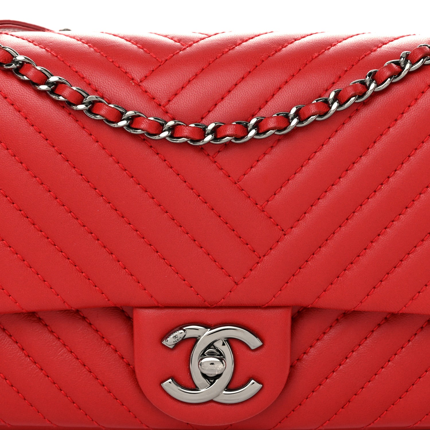 Chanel Lambskin Small CC Crossing Flap Red 8 of 12