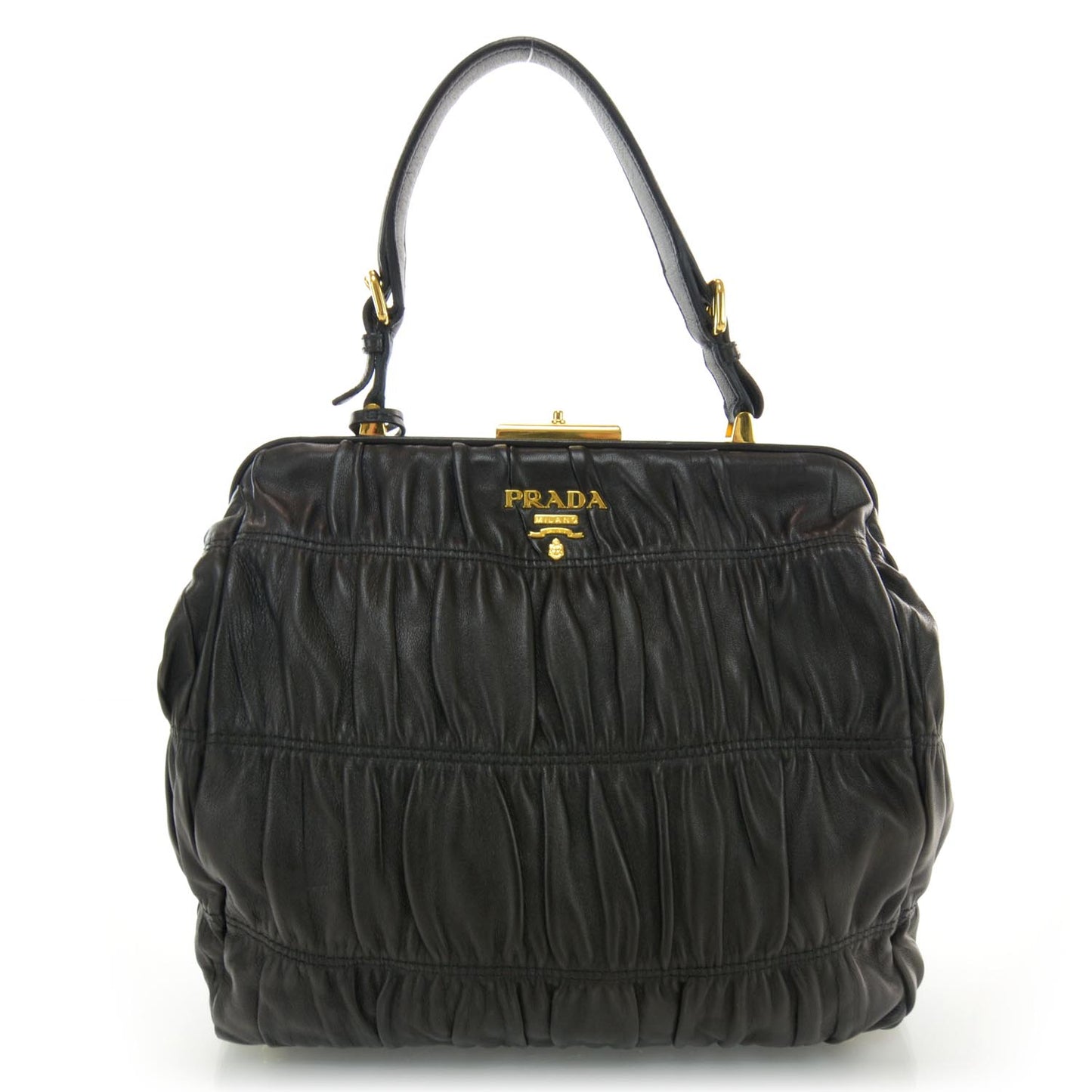 Nappa Dressy Gaufre Framed Bag Black