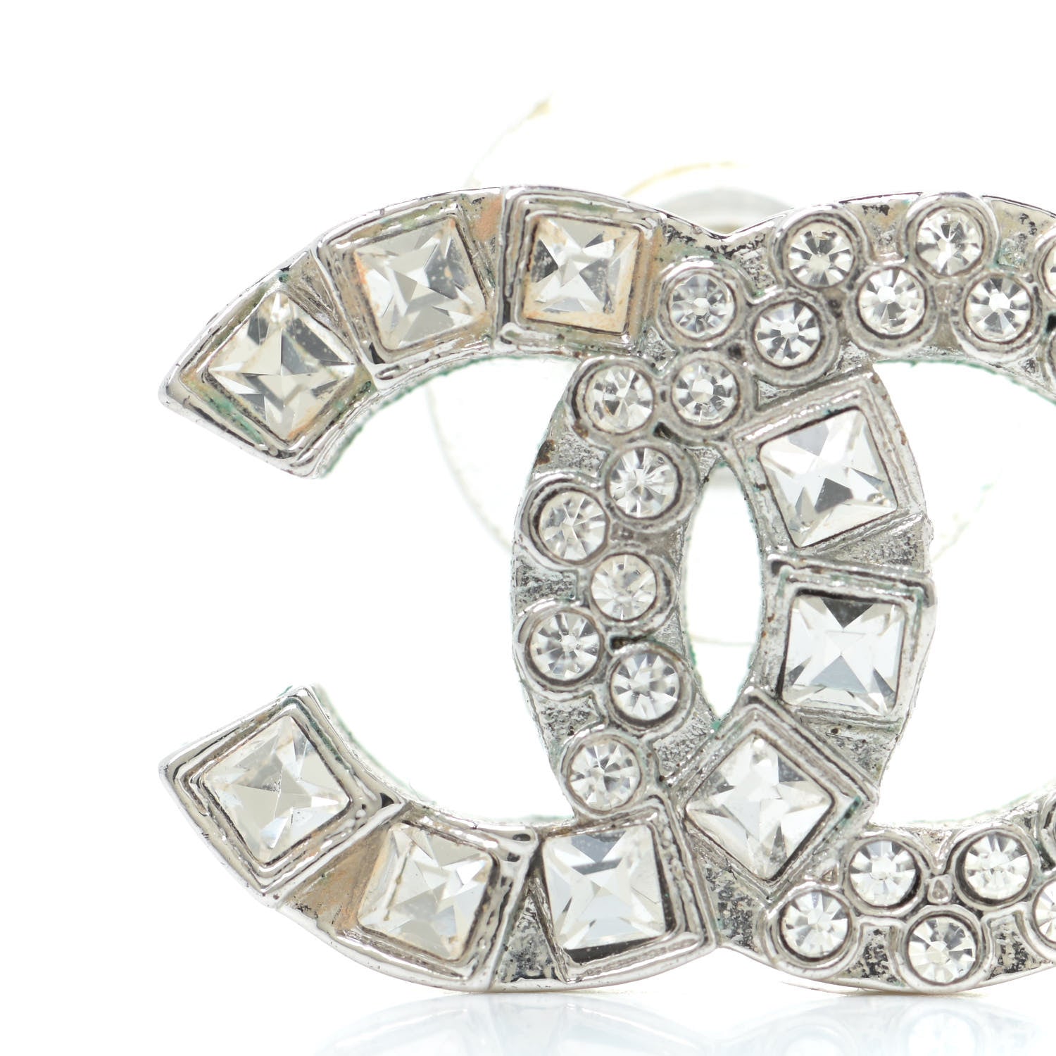 Chanel Baguette Crystal CC Earrings Silver 9 of 9