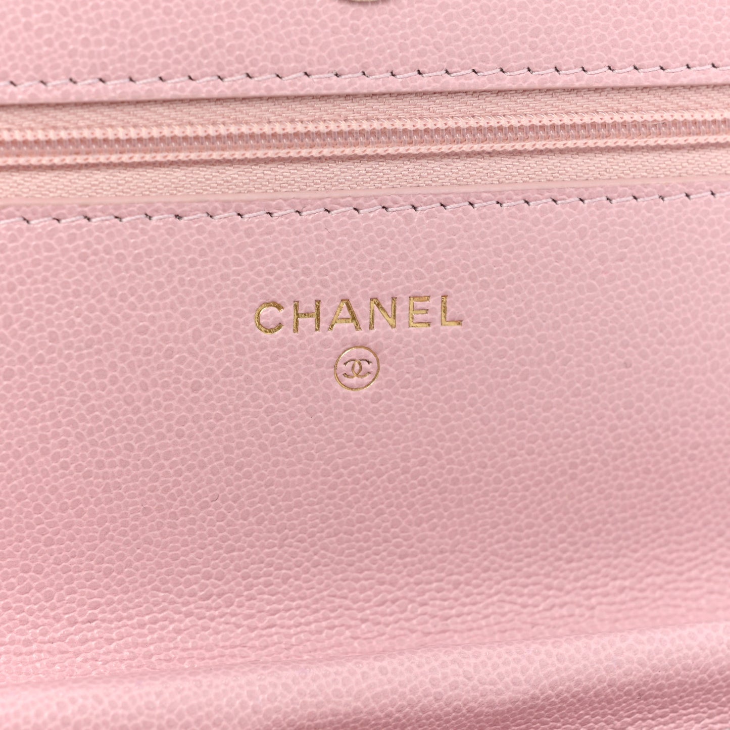 Caviar Quilted Studded CC Wallet on Chain WOC Light Pink